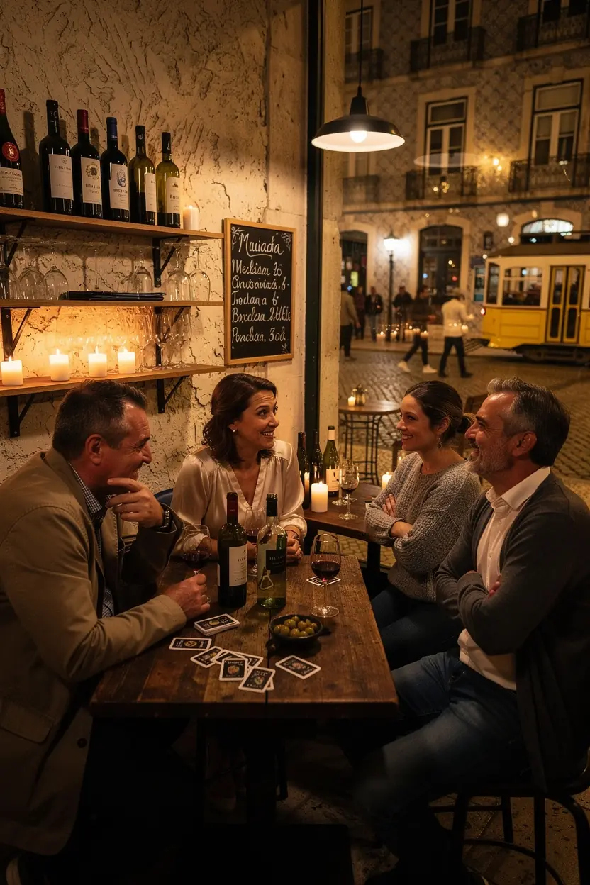 Adults engaged in social deduction game night